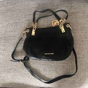 Michael Kors Black Shoulder Bag with Gold Accents